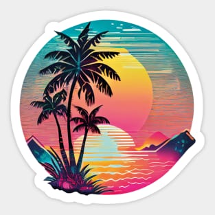 ⭐⭐⭐⭐⭐ summer tropical sunset palm tree beach Sticker